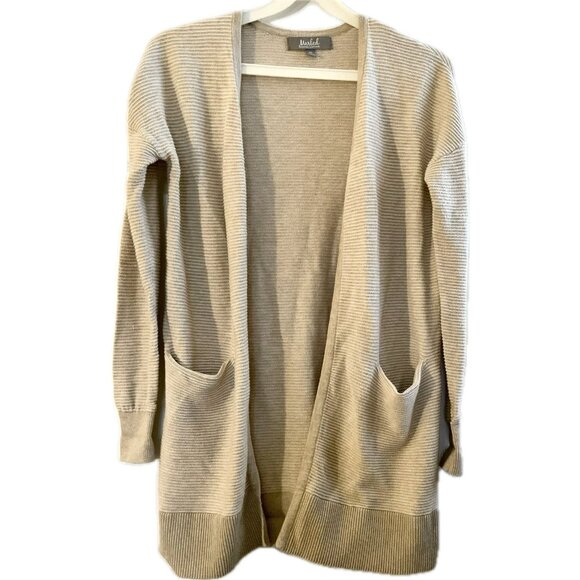 Marled Reunited Clothing Women’s Cardigan Sweater Open Front Pockets Beige Sz XS - Picture 1 of 12